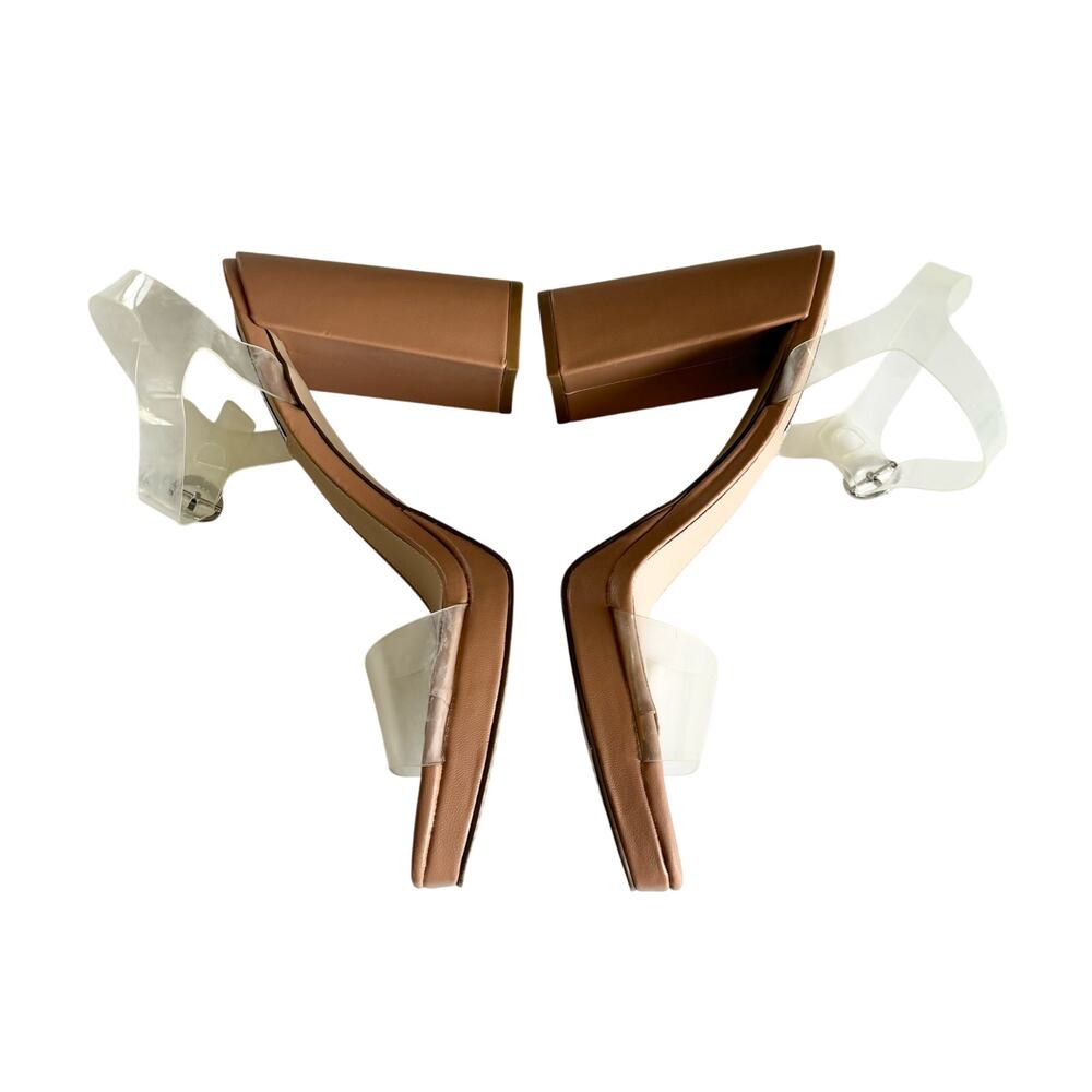Steve Madden Women’s Persepoliss Beige Clear Strap Block Heel Sandals Size 9.5 - Picture 3 of 6